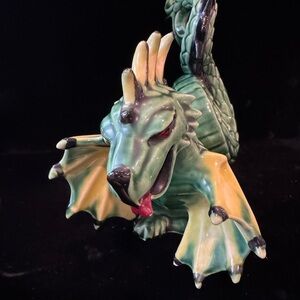 Green Dragon Figurine with Yellow Accents